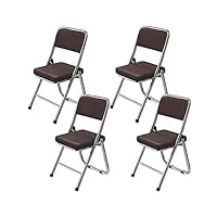 chleby 4pcs chaise pliante chaise visiteur chaise pliante rembourrée en cuir chaise de salle à manger pliante les chaises pliantes conviennent à la cuisine,l'intérieur,l'extérieur violet-noir