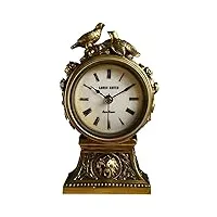horloge chiffres romains cadran horloges, cheminée horloge cuivre rétro bureau horloge muet bureau alimenté par batterie, décor ménage cadeau (couleur : laiton)