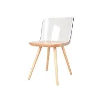 temkin ensemble de 2 chaises transparentes modernes, avec pieds en bois, siège de loisirs de salon de chaise de dossier transparent en cristal acrylique, for bureau de chambre À coucher