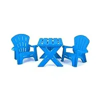 lifezeal ensemble table et chaises pour enfants 3-6 ans, table enfant carrée et 2 chaises ergonomique en pp, confortable et stable pour manger, camper, jouer et apprendre, charge de 30 kg (blue)