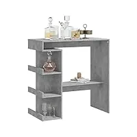tidyard table de bar et étagère de rangement table de bistro table de pub table pour cuisine ou à salle à manger gris béton 100x50x101,5cm