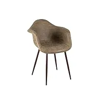 kayelles fauteuil design rembourré pieds métal ton bois novo (marron antique)