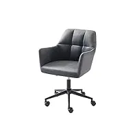 baÏta fauteuil de bureau monaco en velours gris anthracite avec pieds noirs