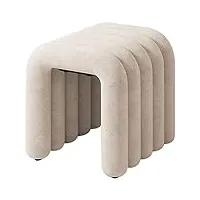 tabouret tabouret de luxe velours repose-pieds tabouret coiffeuse pouf avec support olsterstool en acier au carbone pour chambre salon (taille: type a, couleur: beige blanc)