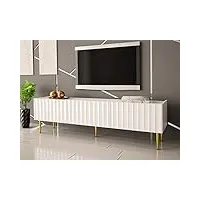 best mobilier - ambre - meuble tv - 180 cm - style contemporain - blanc/doré
