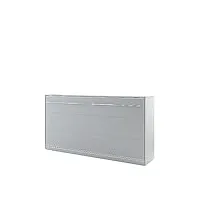 lenart concept pro cp06 lit escamotable 90 x 200 cm – lit escamotable horizontal – armoire avec lit pliant intégré – lit fonctionnel (gris mat)