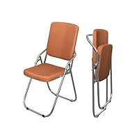 chaise pliante confortable métal chaise camping pliante en simili cuir, chaise pliable avec rembourrage dossier, chaises de salle à manger, fauteuil jardin exterieur, chaise cuisine salon, orangé