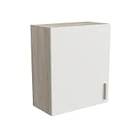 meuble haut de cuisine modulable 1 porte - cuisine complete ‟origan” – coloris blanc mat & chêne - 60 x 30 x 70 cm