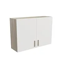 demeyere meuble haut de cuisine modulable 2 portes - cuisine complete ‟origan” – coloris blanc mat & chêne - 100 x 30 x 70 cm