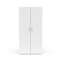 petite armoire dressing intemporelle avec penderie 2 portes 4 etagères – coloris blanc mat - 90,3 x 51,7 x 185,7 cm