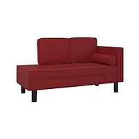 vidaxl chaise longue avec coussins et traversin canapé convertible pour sieste meuble de salon salle de séjour intérieur rouge bordeaux similicuir