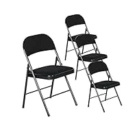 luxnook chaise pliante en métal avec coussin et dossier en lin set de 4 chaises de cuisine et de jardin et camping, 150kg
