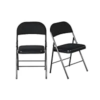 luxnook chaise pliante en métal avec coussin et dossier en lin set de 2 chaises de cuisine et de jardin et camping,150kg