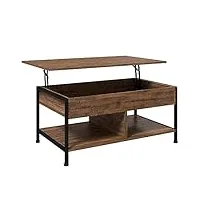 homcom table basse relevable table de salon - étagère inférieure, coffre de rangement - dim. 100l x 80l x 60h cm - aspect bois rustique noir