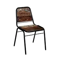 décoshop26 lot de 6 chaises de salle à manger cuisine style industriel bois de récupération solide cds022243