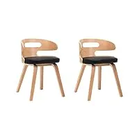 décoshop26 lot de 2 chaises de salle à manger cuisine design intemporel bois courbé et synthétique noir cds020797