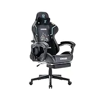lxradeo chaise de jeu chaise de bureau pc ergonomique avec soutien lombaire réglable intérieur, fauteuil de style course fauteuil inclinable rétro en repose-pieds capacité de 160 kg, chair black