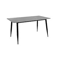 meubletmoi table de repas 160 x 90 cm avec plateau en céramique gris grainé et pieds Évasés en métal noir - ryder