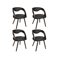 décoshop26 lot de 4 chaises de salle à manger cuisine design intemporel bois courbé et synthétique marron cds021669