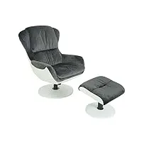 décoshop26 fauteuil relax tv pivotant avec repose-pieds velours/synthétique gris foncé 04_0002926