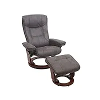 décoshop26 fauteuil de relaxation tv avec repose-pieds en tissu capacité de charge 130 kg gris foncé couleur noyer 04_0003676