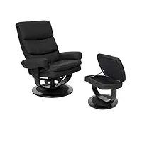 décoshop26 fauteuil de relaxation tv avec repose-pieds compartiment de rangement en synthétique noir 04_0001947