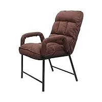 décoshop26 chaise fauteuil lounge rembourrée dossier inclinable 160 kg métal réglable en tissu/textile marron fal04044