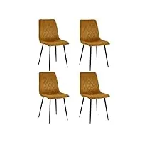 mevsim store chaise de salle à manger 4 lot de jaune ocre - velours - pied métallique - fauteuil de salon - fauteuil velours chaise - chaise de cuisine inox