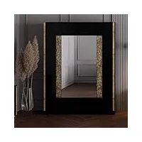 dansmamaison armoire 4 portes battantes noir brillant/or - nahesa - l 162 x l 53 x h 212 cm