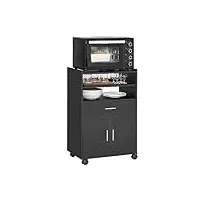 sobuy buffet armoire micro-onde à roulettes desserte meuble de rangement pour four micro-onde, placard de cuisine, noir, 59x40x92 cm, fsb09-sch