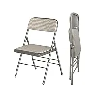 rcynview chaise pliante confortable beige grise métal chaise camping pliante, chaise pliable avec rembourrage dossier, chaises de salle à manger, chaises de jardin, chaise cuisine salon