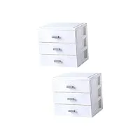 stobok boîte de 2 pièces boîte de rangement système de bureau à 3 tiroirs plastique meuble à tiroirs de bureau organiseur empilable caisson de rangement blanche ménage Étudiant pp armoire