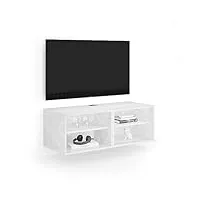 mobili fiver, meuble tv mural x, blanc béton, 104 cmx42 cmx36 cm, meuble tv mural suspendu pour tv jusqu'à 43'' tv, made in italy