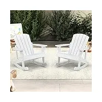 giantex adirondack chaise à bascule pour enfants, chaise à lamelles, pour extérieur, fauteuil à bascule en bois de sapin massif, capacité de charge de 50 kg, pour jardin et terrasse (blanc)
