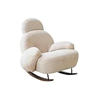 fauteuil à bascule moderne et simple en laine d'agneau, fauteuil à bascule pour salon, balcon, base en métal robuste, jolis accoudoirs pleins et épais (couleur : rose, taille : 96 x 82 x 62