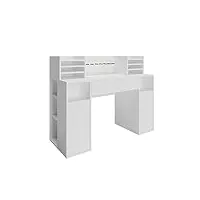 vicco bureau, blanc, 126.8 x 50 cm xl avec étagères