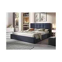 best mobilier - mael - lit coffre - 160x200 - en tissu - sommier inclus - bleu ardoise