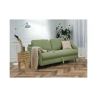 best mobilier - cosmos - canapé 3 places convertible - couchage quotidien matelas 11 cm - en tissu - vert sauge
