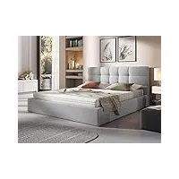 best mobilier - mael - lit coffre - 180x200 - en tissu - sommier inclus - gris clair