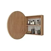 gagalu armoires à pharmacie de salle de bains, armoire à miroir ronde en bois massif, boîte à miroir murale avec miroir, armoire murale de rangement