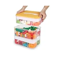 willingheart boite rangement plastique pour lego briques coffre a jouet enfant avec couvercle grande malette transparente caisse 3 couches empilable compartiment chambre casier etanche storage box