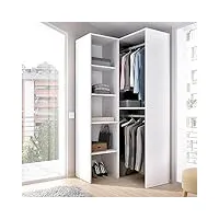 dmora bernina, structure pour cabine d'armoire, meuble porte-manteau ouvert d'angle, 79 x 88 x 186 cm, blanc, acrylonitrile butadiène styrène, centre