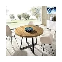 dmora extensible ronde casarola, table à manger multi-usages ovale, 110/158 x 110 x 77 cm, chêne noeuds