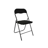 spetebo chaise pliante en métal avec dossier rembourré en noir - housse en velours côtelé - chaise pliante avec rembourrage - chaise de cuisine