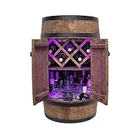weeco Étagère à vin avec porte et porte-bouteilles - 80 cm - décoration rustique - r.g.b. - pour bière, whisky, bar à whisky, porte-bouteilles (chêne clair) (wengé foncé)