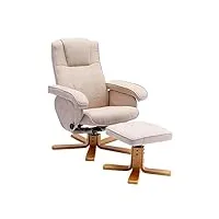 svita charles fauteuil de relaxation pivotant en polyester et bois beige
