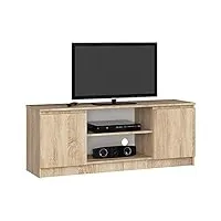 akord meuble tv k-140 | classique meuble télé | banc tele | moderne mauble television | h55 x l120 x p40 cm, poids 30 kg | couleur: chêne de sonoma