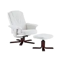 idimex fauteuil de relaxation en bouclette blanc charly avec repose-pieds, siège pivotant et dossier inclinable, assise rembourrée maxi confort