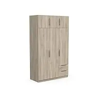 demeyere armoire dressing avec penderie moderne 6 portes 5 etagères 2 tiroirs – chêne kronberg-119, bois d'ingénierie, gris, 119,4 x 51,1 x 203 cm