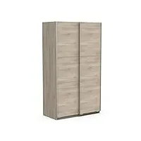demeyere armoire porte coulissante avec penderie moderne – coloris chêne kronberg & finitions métal-116, bois d'ingénierie, gris, 116,5 x 59,8 x 203 cm